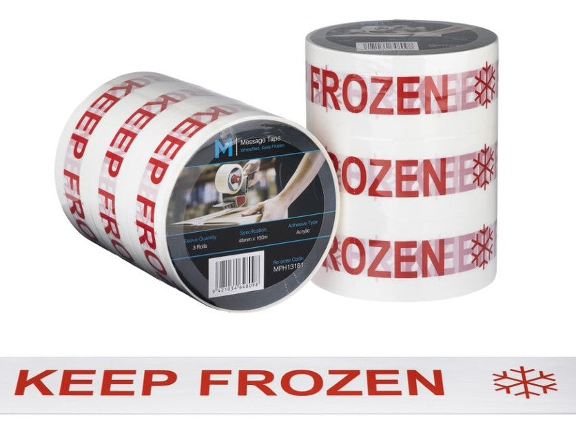 Message Tape Keep Frozen - White/Red, 48mm x 100m x 50mu (Per Roll)