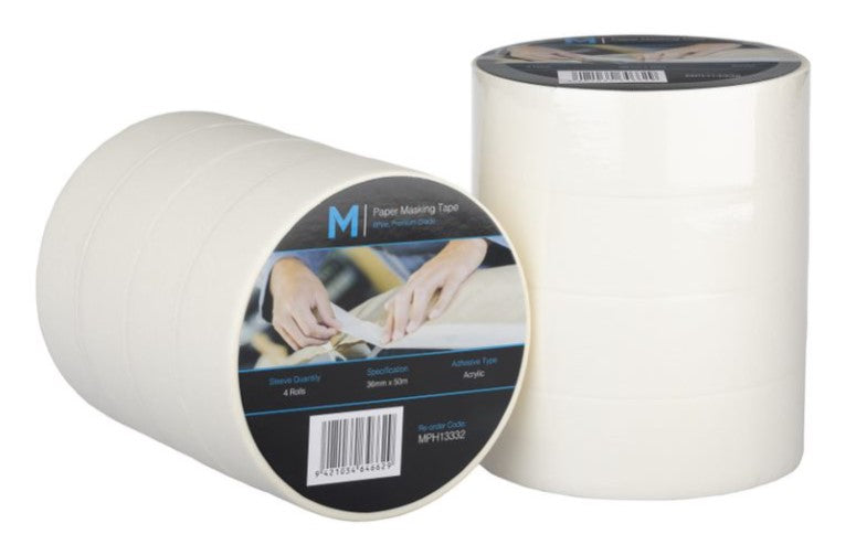 General Purpose Masking Tape - Cream, 36mm x 50m x 130mu (Per Roll)