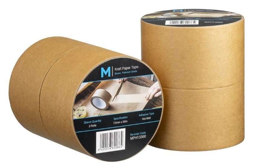 Kraft Paper Packaging Tape - Tan, 72mm x 50m x 125mu (24 Rolls/Box)