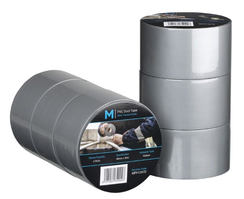 PVC Utility Duct Tape - Silver, 48mm x 30m x 150mu (Per Roll)
