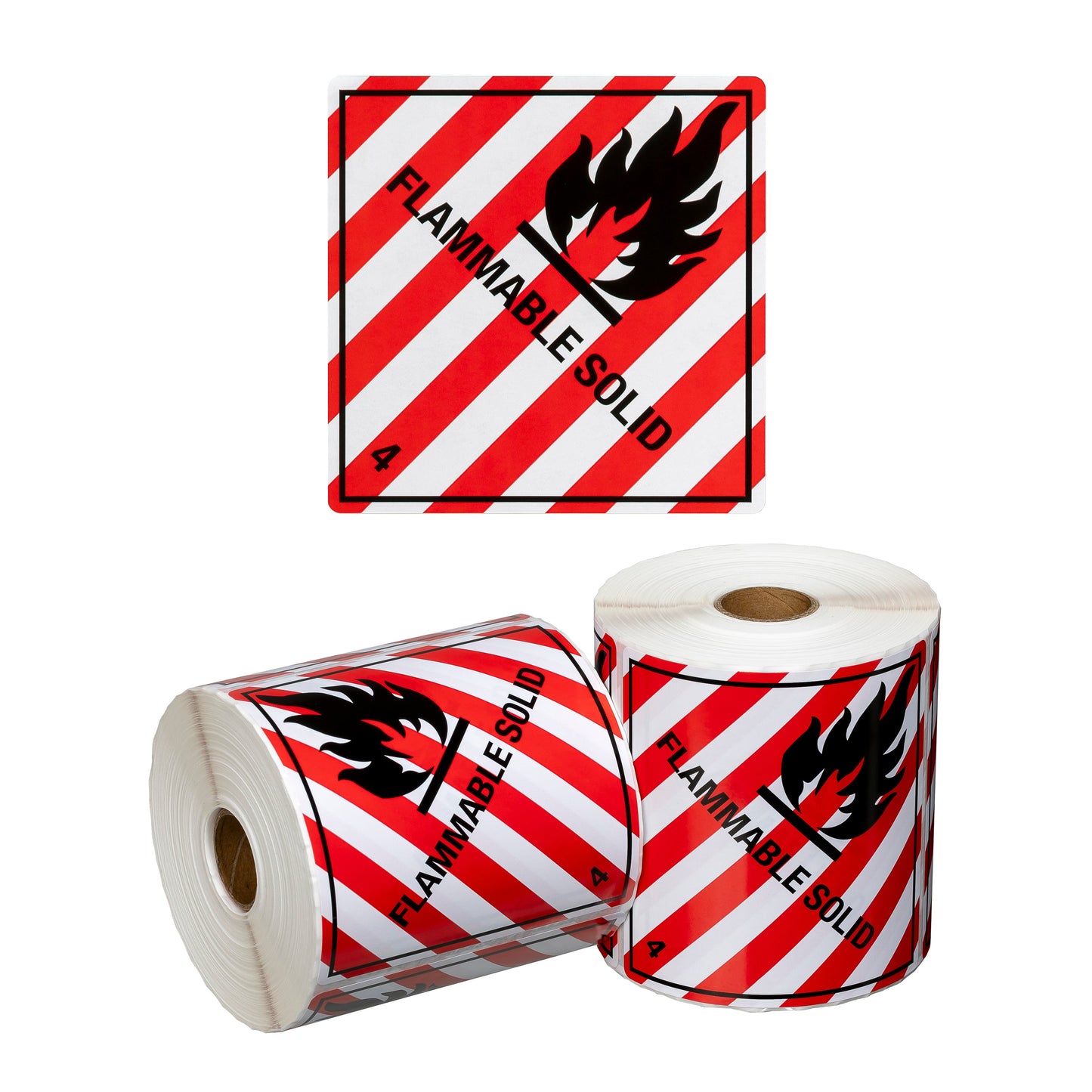 DG Label Flammable Solid 4.1 - Red/White/Black, 99mm x 99mm (Per Roll)