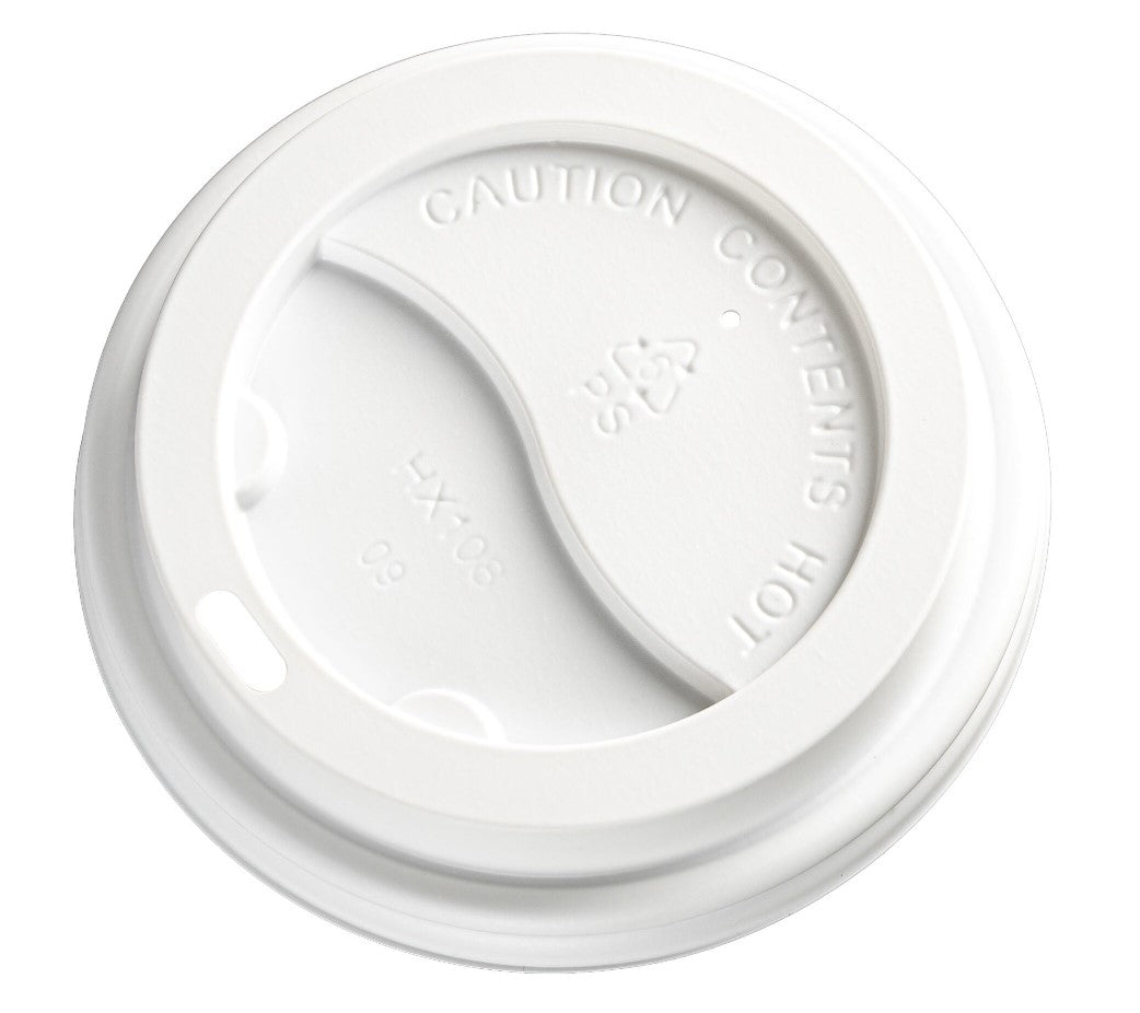PS Plastic Cup Lids - White, 62mm Diameter (Per 1000 Lids/Box)