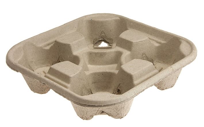 Cardboard Cup Holders - Brown, 4 Cup Capacity (Per 300 Holders/Box)