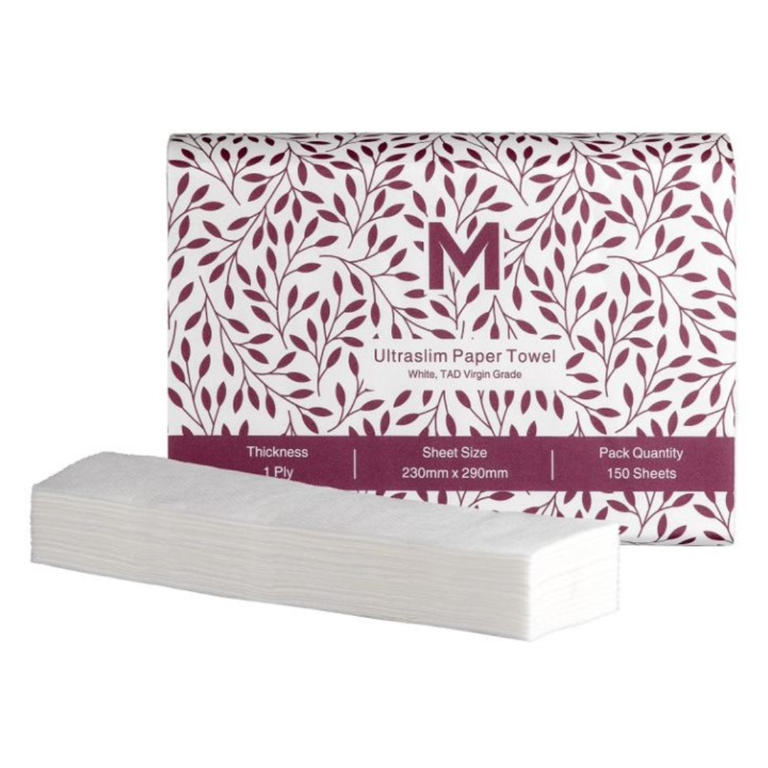 Luxury TAD Ultraslim Paper Towel - White, 230mm x 290mm, 1 Ply, FSC Mix® (Per 20 packs 3000 Sheets/Box)