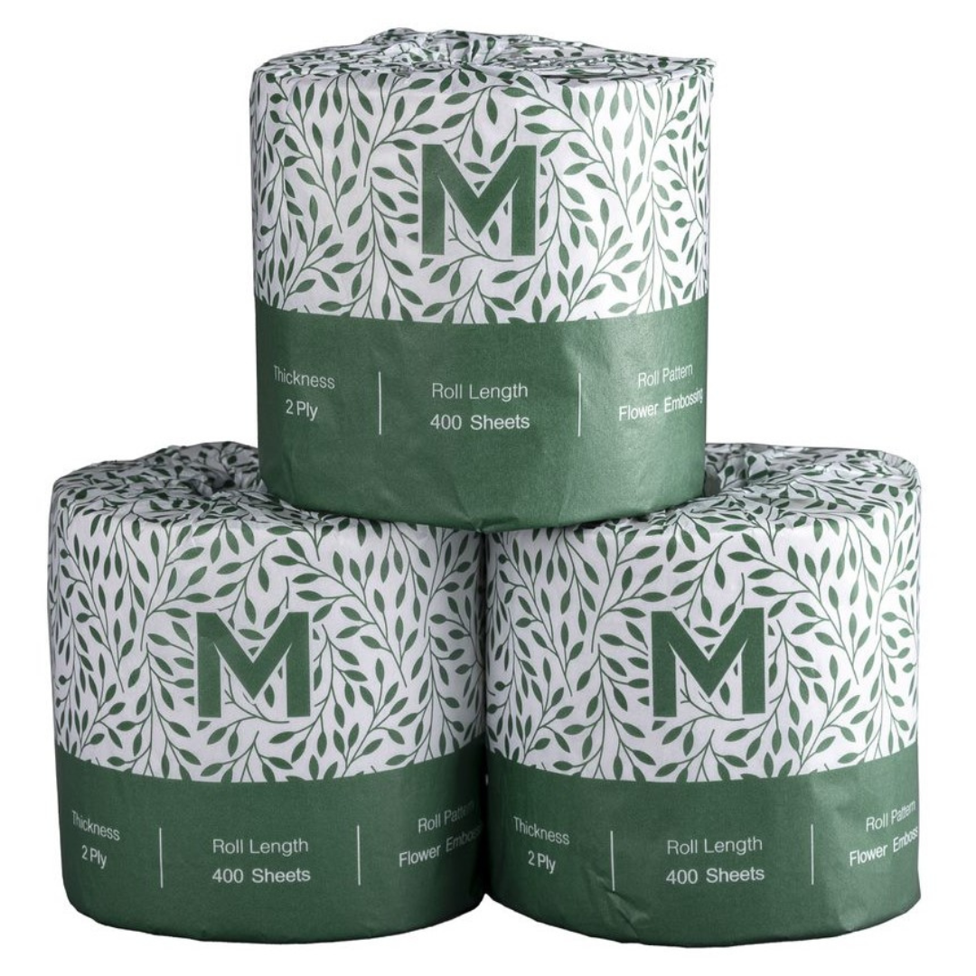 Recycled Wrapped Toilet Tissue Boxed - White, 2 Ply, 400 Sheets, FSC Recycled® (Per 48 Rolls/Box)