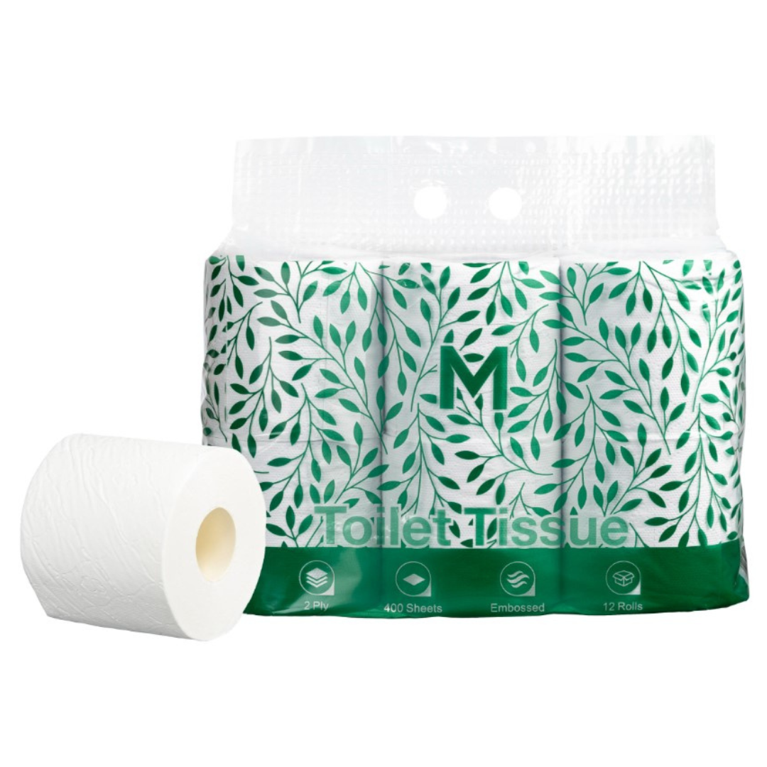Recycled Unwrapped Toilet Tissue Boxed - White, 2 Ply, 400 Sheets, 12 Pack, FSC Recycled® (Per 48 Rolls/Box)
