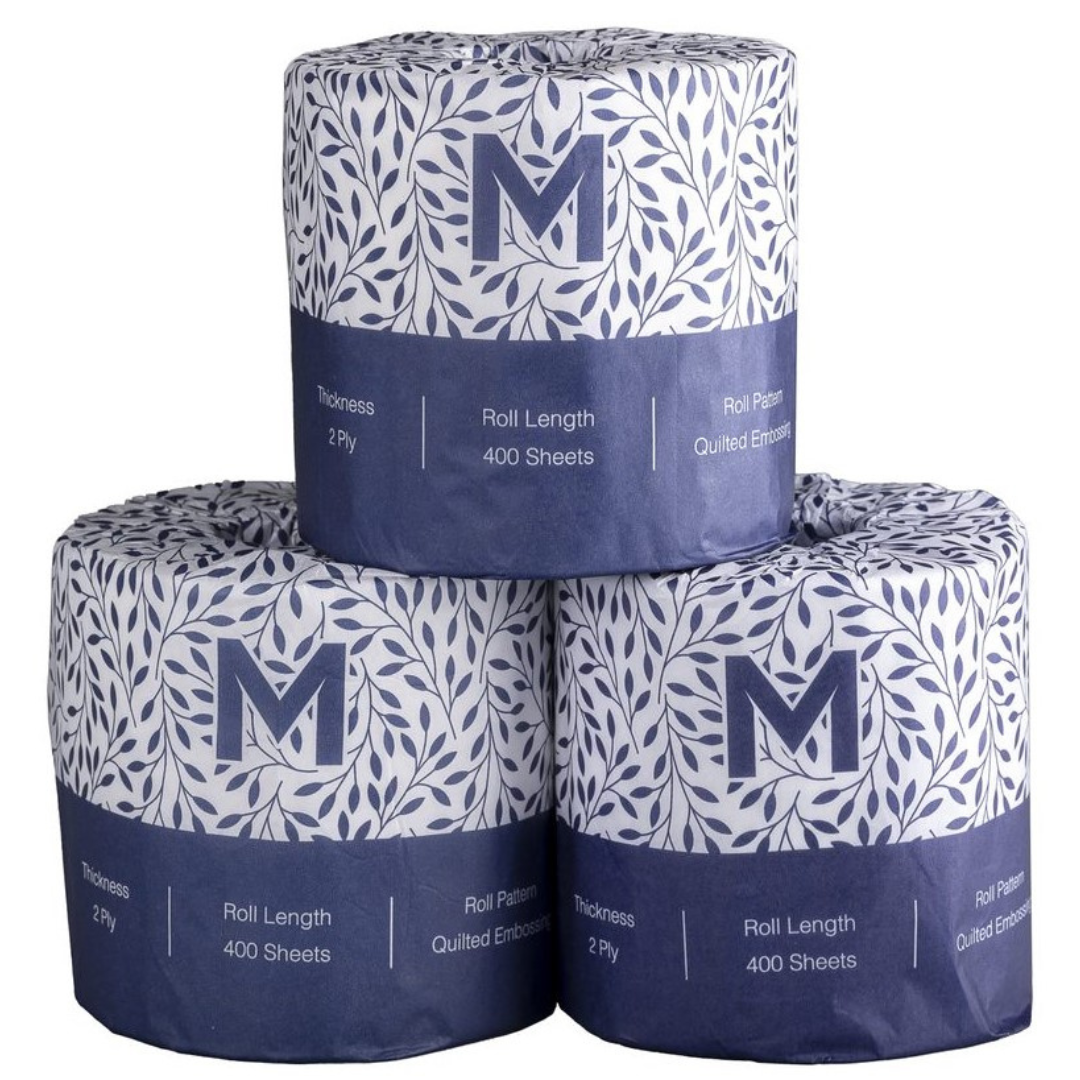 Wrapped Toilet Tissue Pack - White, 2 Ply, 400 Sheets, FSC Mix® (Per 48 Rolls/Plastic Bag)