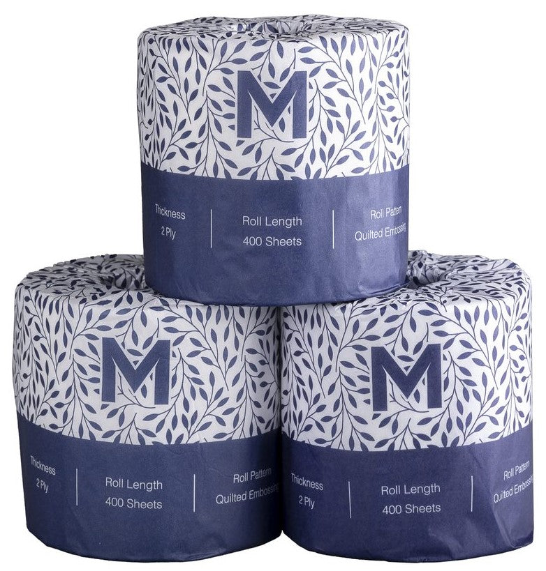 Wrapped Toilet Tissue Pack - White, 2 Ply, 400 Sheets, FSC Mix® (Per 48 Rolls/Plastic Bag)