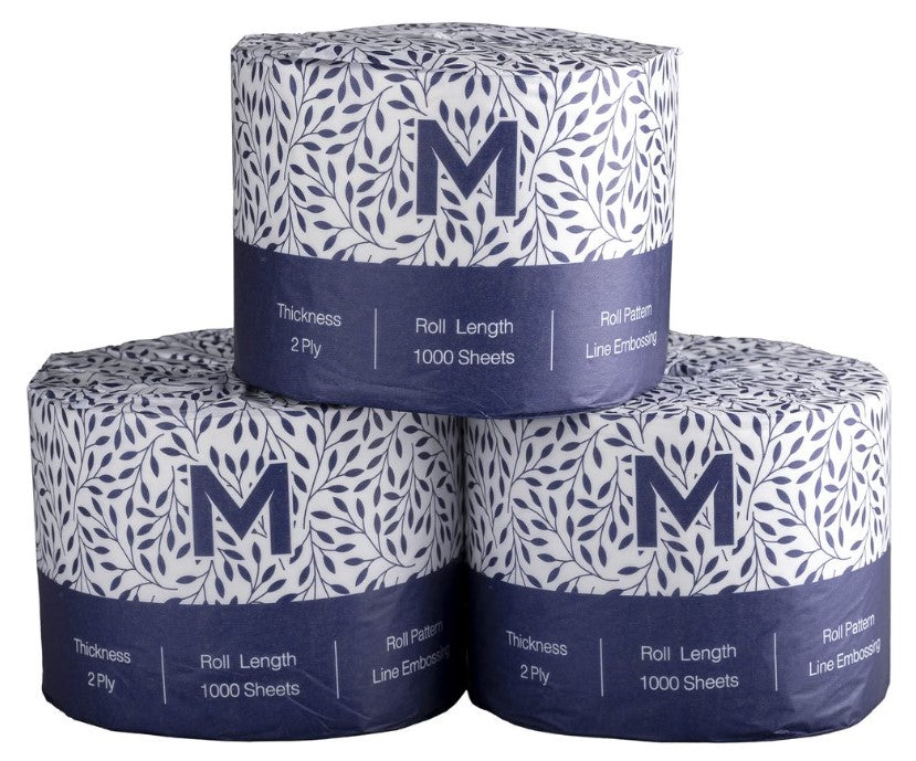 Wrapped Toilet Tissue Boxed - White, 2 Ply, 1000 Sheets, FSC Mix® (Per 18 Rolls/Box)