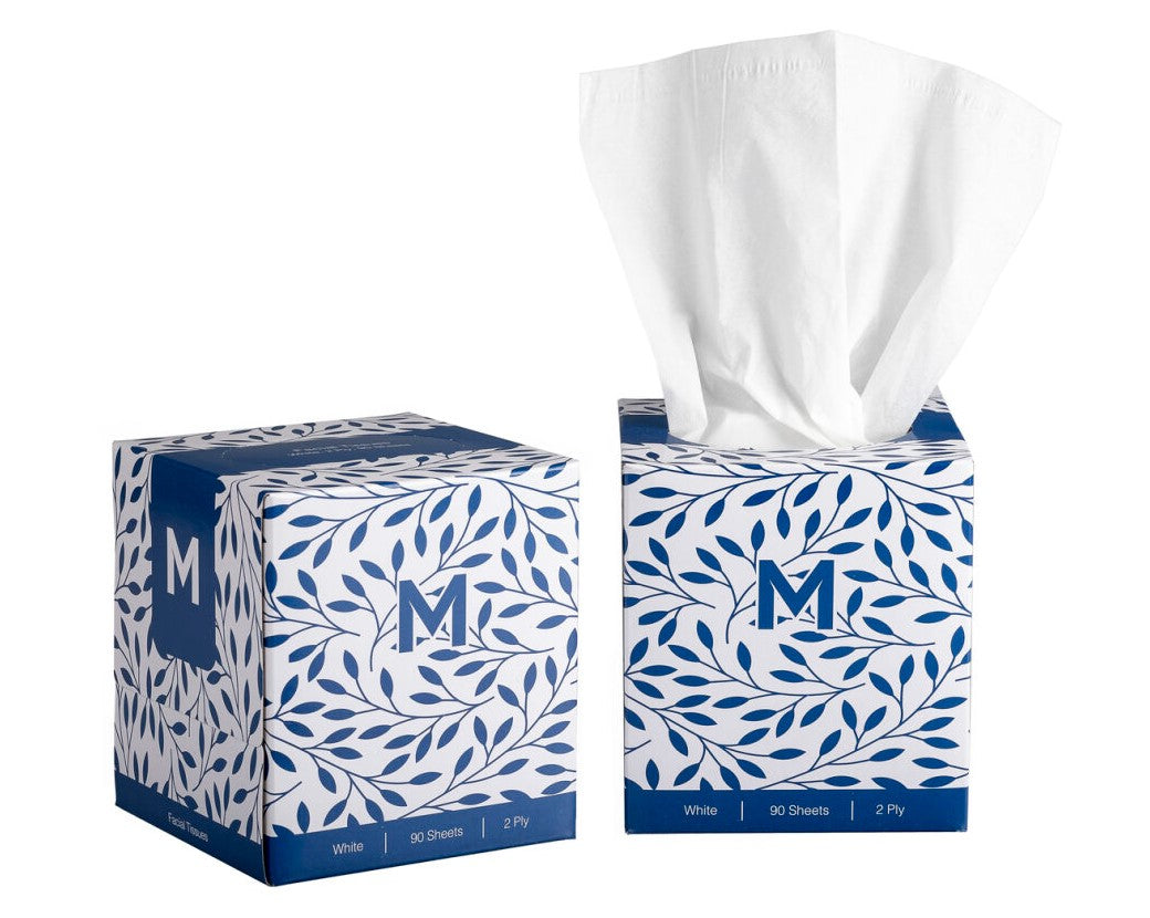 Cube Facial Tissues - White, 2 Ply, 90 Sheets, FSC Mix® (Per 36 Packs/Box)
