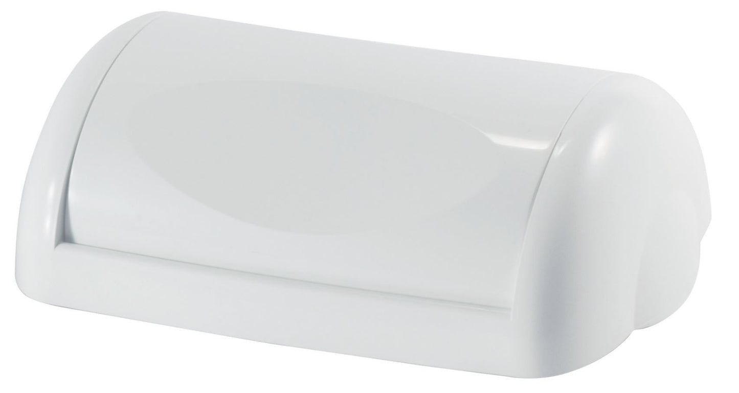 Wall Mount Bin 42L Swing Lid - White, Weighted Swing Design (Per Each)