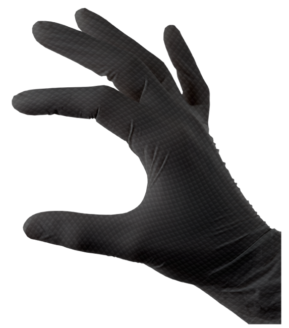 Nitrile Diamond Grip Gloves Powder Free - Black, M, 240mm Cuff, 9.0g (Per 1000 Gloves/Box)