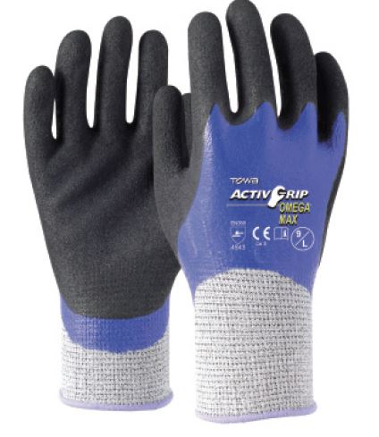 ActivGrip Omega Max Gloves - Blue/Black, M, 13 Gauge (Per Pair)