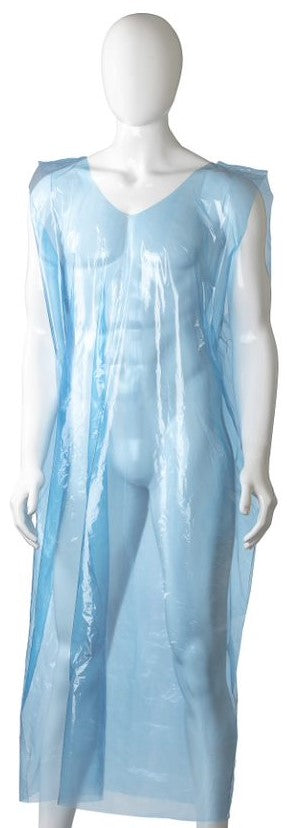 Polyethylene Sleeveless Aprons - Blue, 800mm x 1400mm x 30mu (Per 250 Aprons/Box)