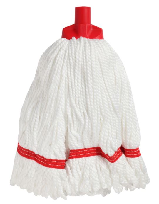 Looped Microfibre Mop Head - White/Red, 25mm x 350g / 330mm (12)