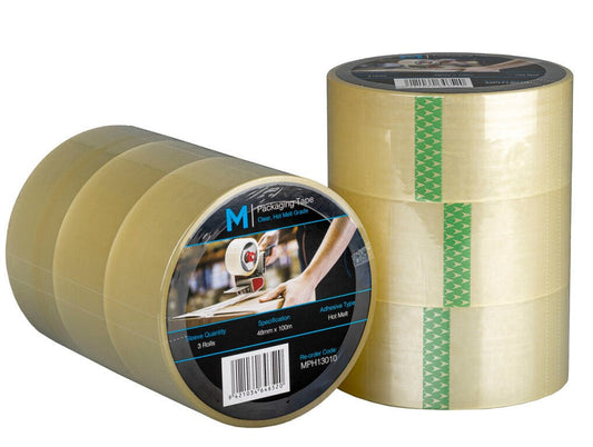 Premium Hot Melt Packaging Tape - Clear, 48mm x 100m x 50mu (36 Rolls/Box)