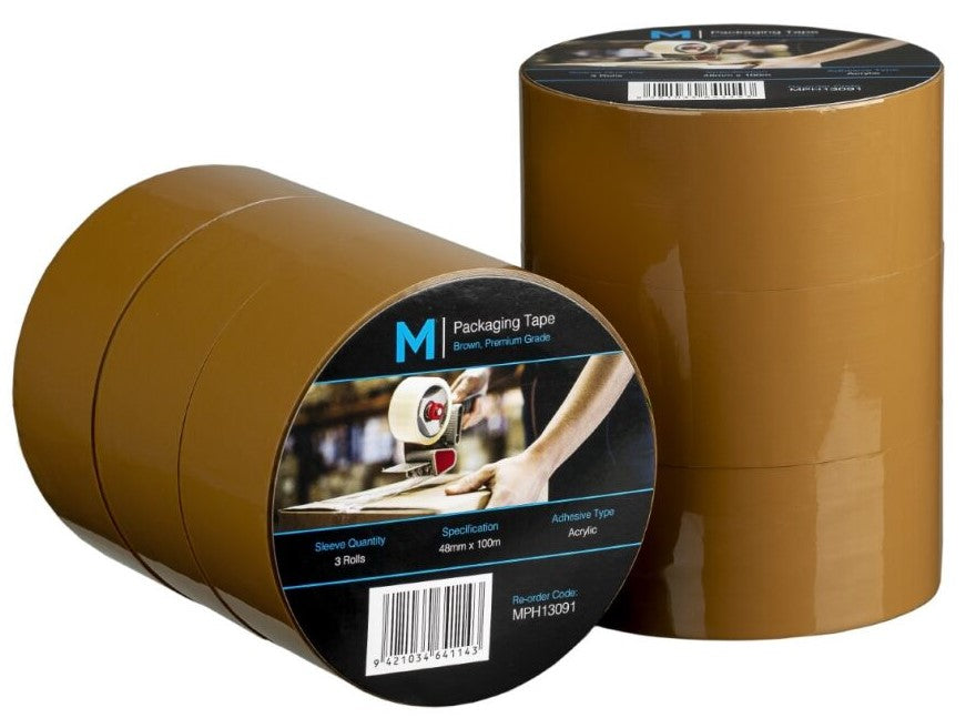 Premium Acrylic Packaging Tape - Brown, 48mm x 100m x 55mu (36 Rolls/Box)