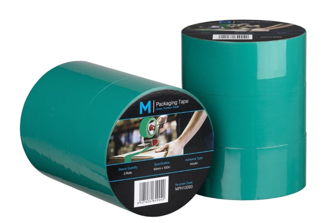 Premium Acrylic Packaging Tape - Green, 48mm x 100m x 55mu (Per Roll)