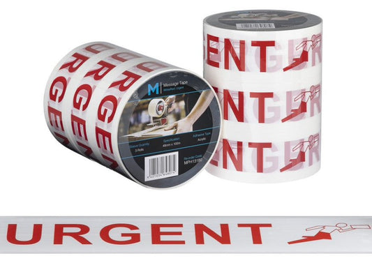 Message Tape Urgent - White/Red, 48mm x 100m x 50mu (Per Roll)