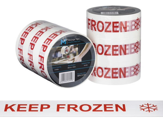 Message Tape Keep Frozen - White/Red, 48mm x 100m x 50mu (Per Roll)