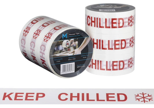 Message Tape Keep Chilled - White/Red, 48mm x 100m x 50mu (Per Roll)