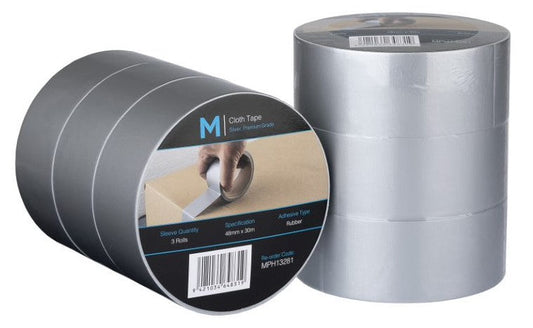 Premium Cloth Tape - Silver, 48mm x 30m x 250mu (Per 36 Rolls/Box)