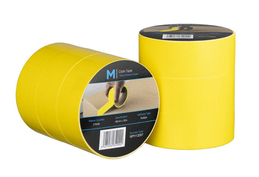 Premium Cloth Tape - Yellow, 48mm x 30m x 250mu (Per 36 Rolls/Box)