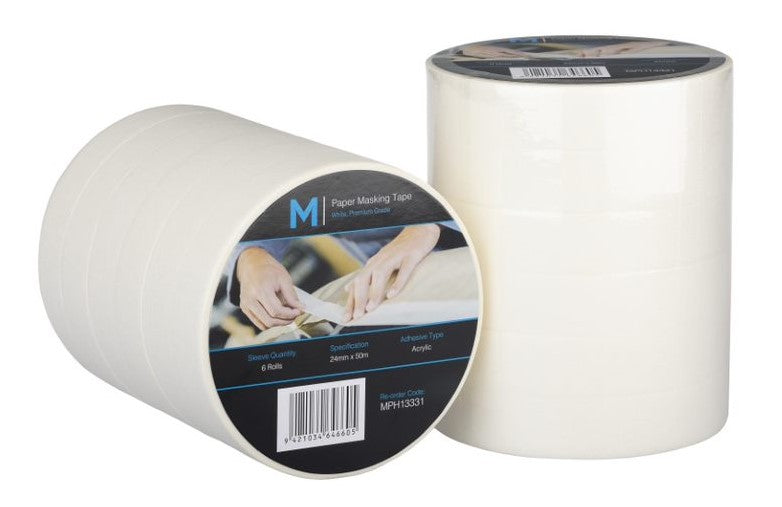 General Purpose Masking Tape - Cream, 24mm x 50m x 130mu (Per Roll)