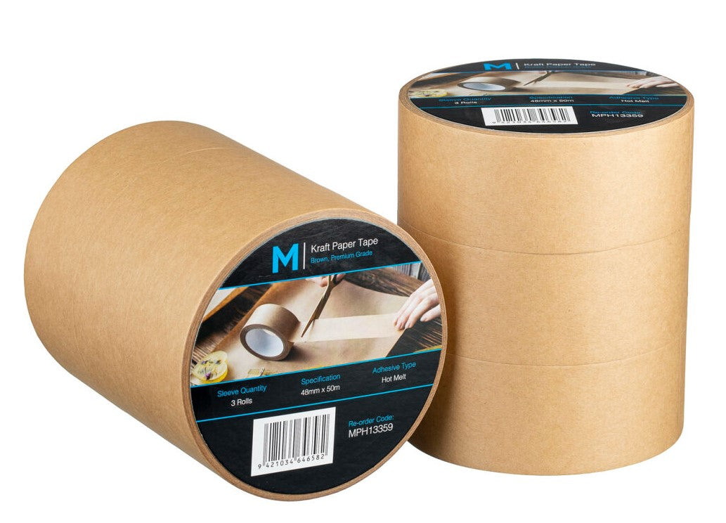 Kraft Paper Packaging Tape - Tan, 48mm x 50m x 125mu (36 Rolls/Box)