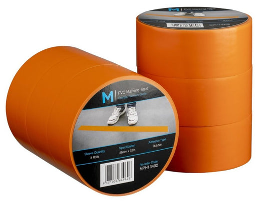 PVC Floor Marking Tape - Orange, 48mm x 33m x 150mu (Per Roll)