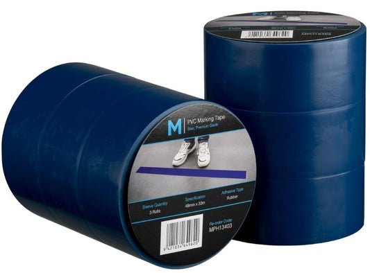 PVC Floor Marking Tape - Blue, 48mm x 33m x 150mu (Per Roll)