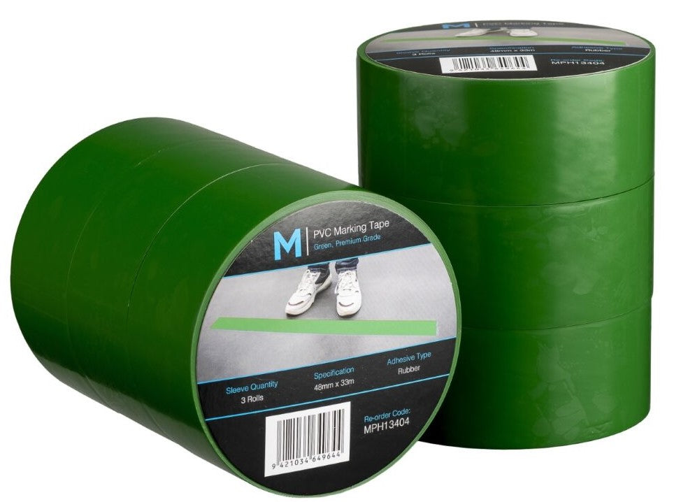 PVC Floor Marking Tape - Green, 48mm x 33m x 150mu (Per Roll)