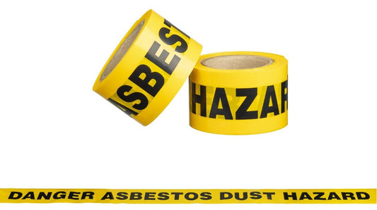 Danger Asbestos Barrier Tape - Yellow/Black, 75mm x 300m x 85mu (Per Roll)