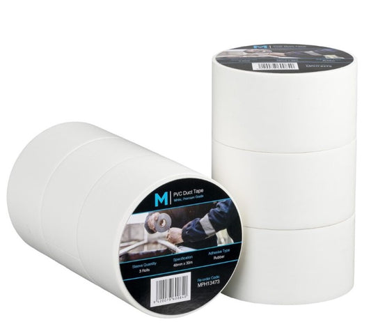 PVC Utility Duct Tape - White, 48mm x 30m x 150mu (Per Roll)