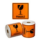 Handling Label Fragile - Orange/Black, 99mm x 99mm (Per Roll)