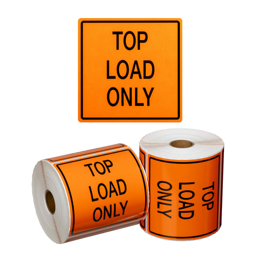 Handling Label Top Load Only - Orange/Black, 99mm x 99mm (Per Roll)
