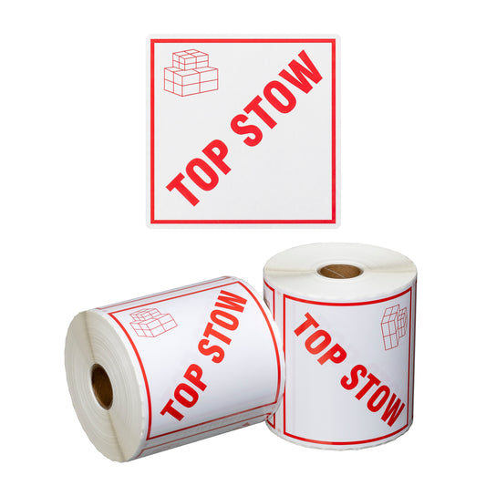 Handling Label Top Stow - White/Red, 99mm x 99mm (Per Roll)