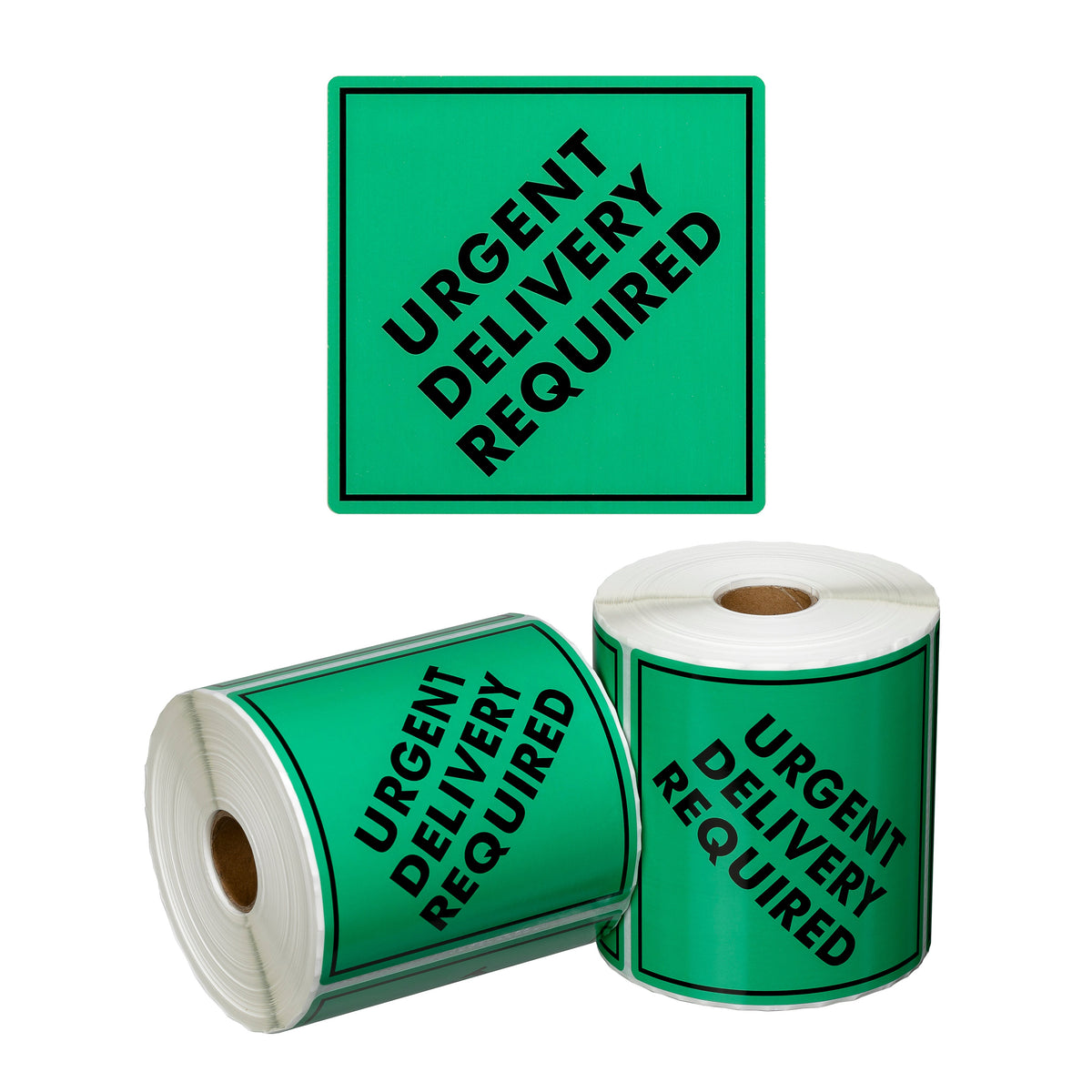 Handling Label Urgent Delivery - Green/Black, 99mm x 99mm (Per Roll)