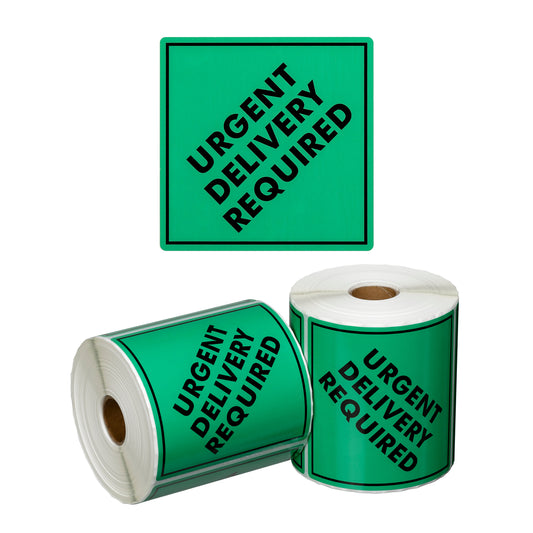 Handling Label Urgent Delivery - Green/Black, 99mm x 99mm (Per Roll)