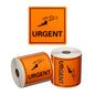 Handling Label Urgent - Orange/Black, 99mm x 99mm (Per Roll)