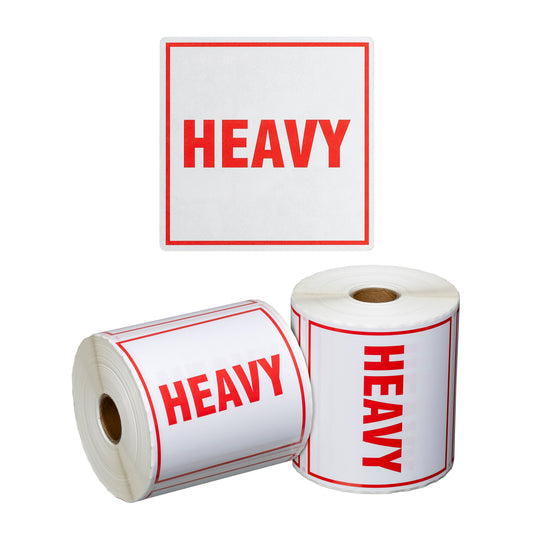 Handling Label Heavy - White/Red, 99mm x 99mm (Per Roll)
