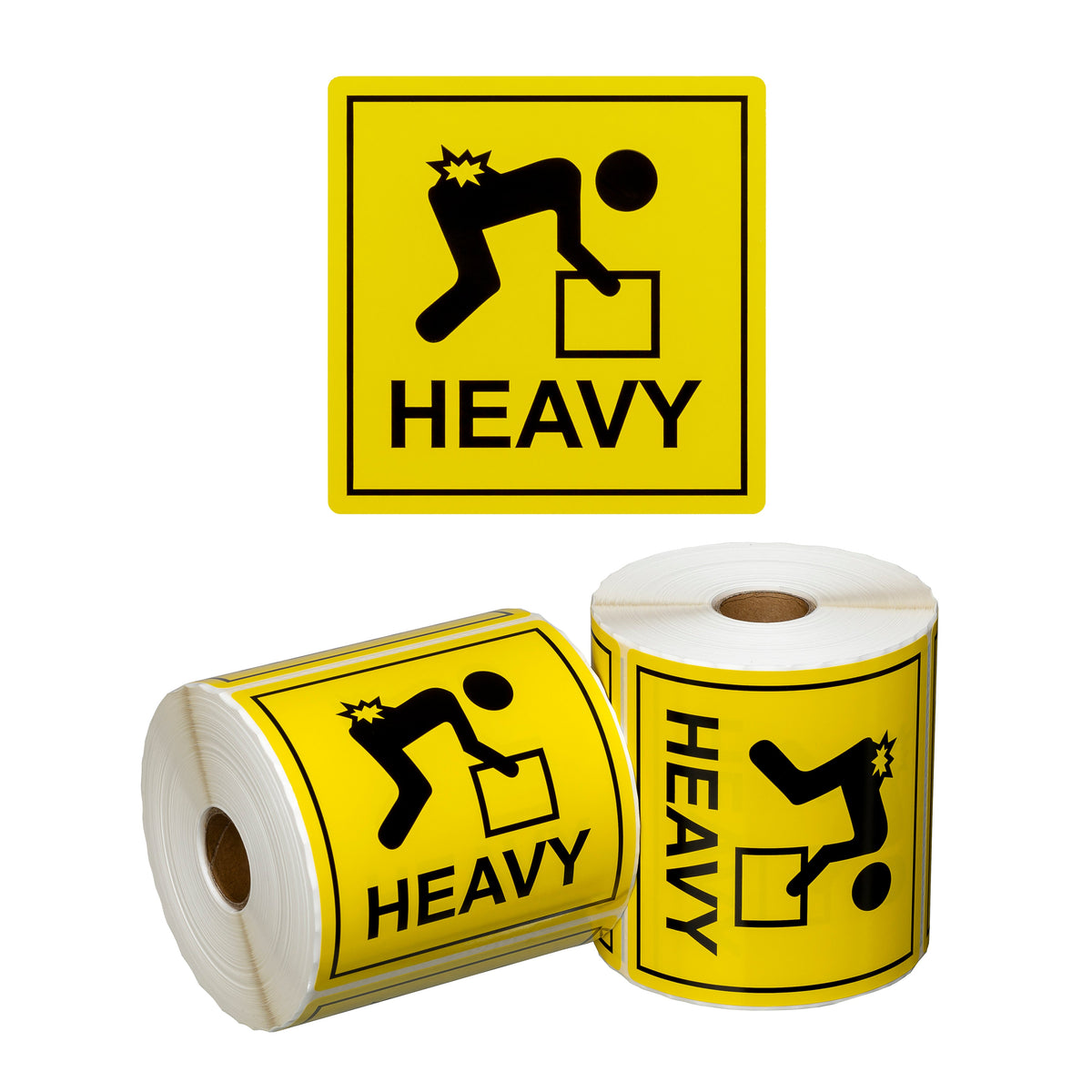 Handling Label Heavy - Yellow/Black, 99mm x 99mm (Per Roll)