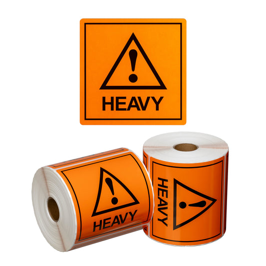 Handling Label Heavy - Orange/Black, 99mm x 99mm (Per Roll)