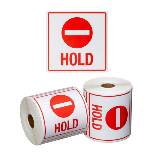 Handling Label Hold - White/Red, 99mm x 99mm (Per Roll)