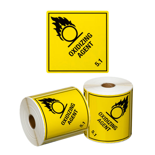 DG Label Oxidizing Agent 5.1 - Yellow/Black, 99mm x 99mm (Per Roll)