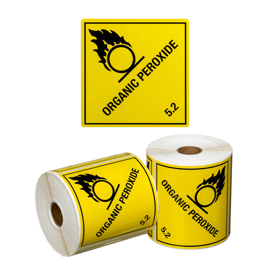 DG Label Organic Peroxide 5.2 - Yellow/Black, 99mm x 99mm (Per Roll)