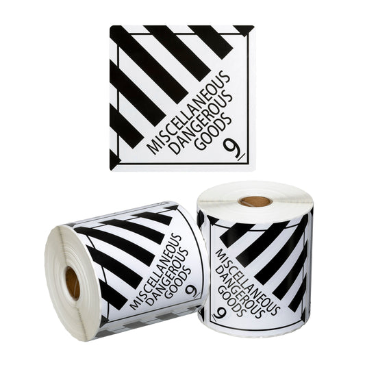 DG Label Miscellaneous Dangerous Goods 9 - White/Black, 99mm x 99mm (Per Roll)