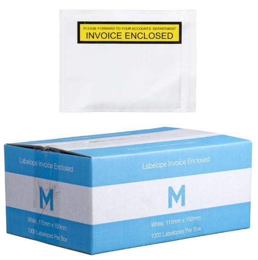 Plastic Labelope Invoice Enclosed - White, 115mm x 150mm (Per 1000 Labelopes/Box)