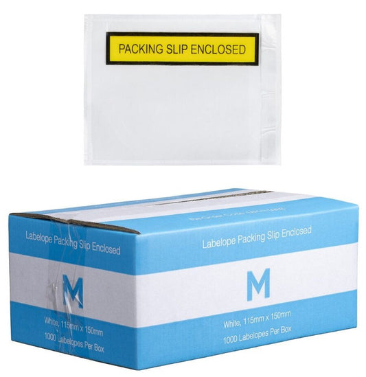 Plastic Labelope Packing Slip Enclosed - White, 115mm x 150mm (Per 1000 Labelopes/Box)