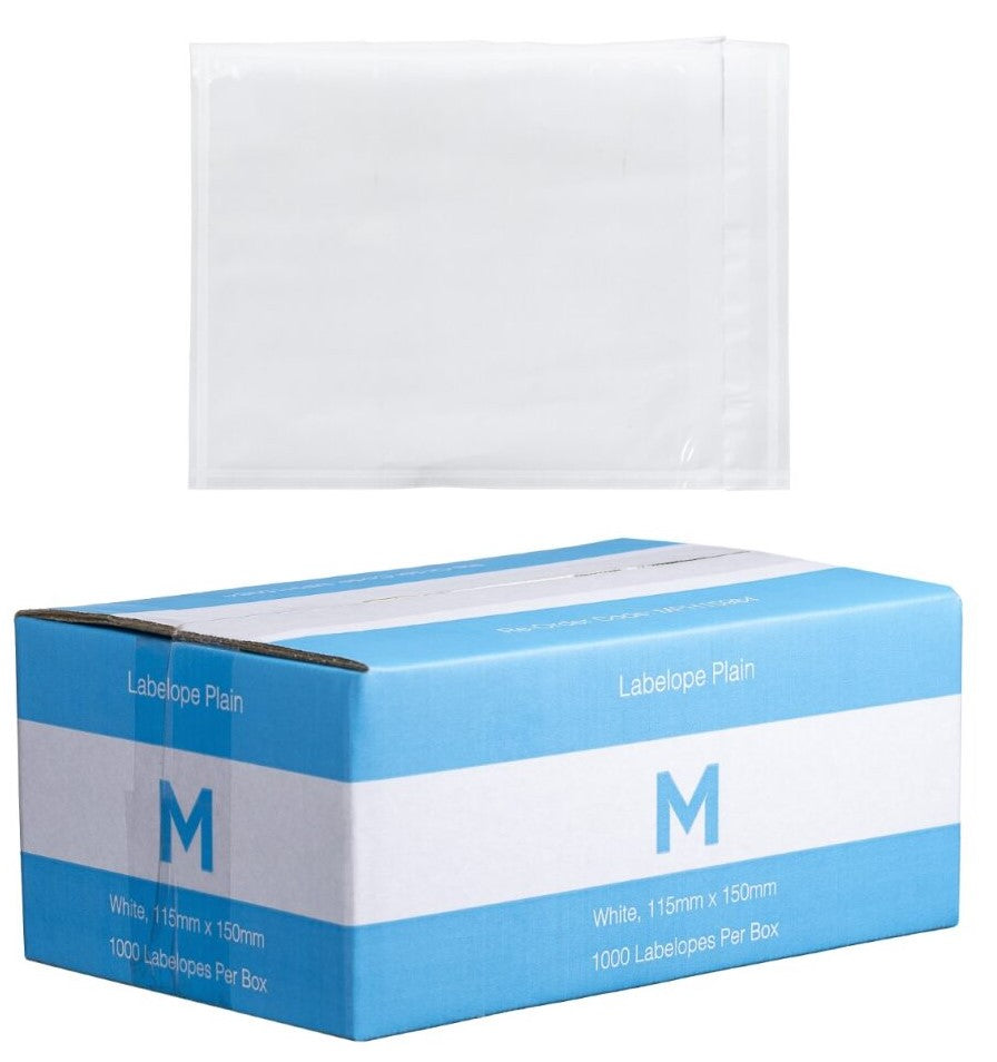 Plastic Labelope Plain - White, 115mm x 150mm (Per 1000 Labelopes/Box)